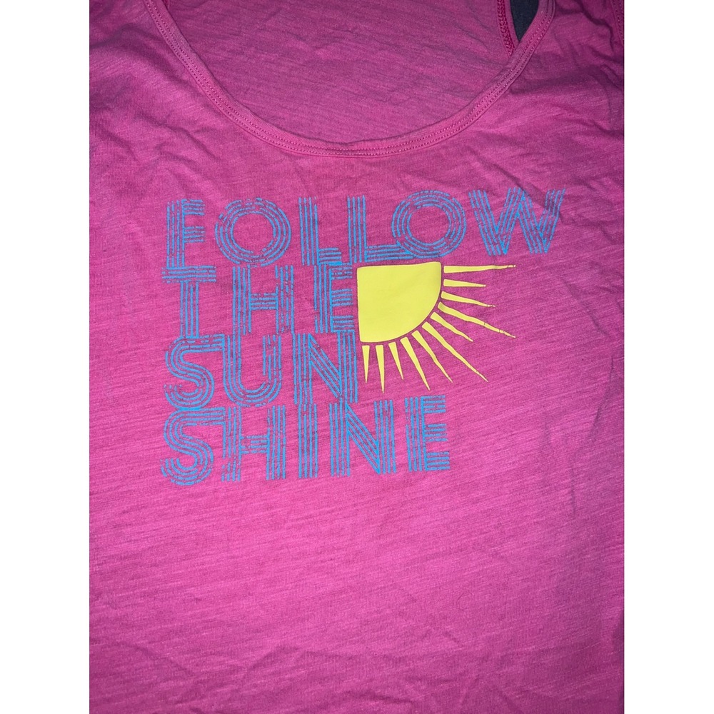 Secret Treasures Tank Top Womens 3X Pink Excellent Follow The Sunshine Graphic - Picture 2 of 5